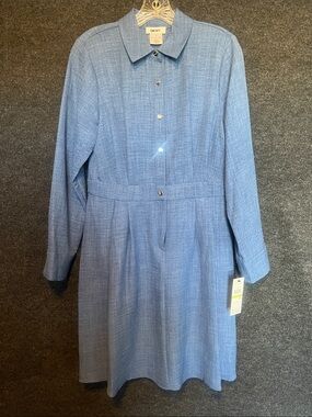 DKNY Light Blue Long-Sleeve Shirt-Style Dress